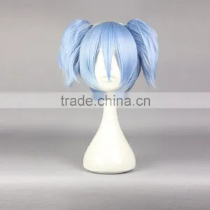 New Arrvial Cute 30cm Short Ice Blue Pigtails Cosplay Assassination Classroom Shiota Nagisa Anime Hair Wig With Factory Price thumbnail-2