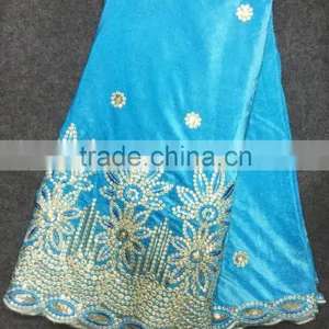 2015 Popular Style African Velvet Lace With Sequins for Girl Dresses thumbnail-3