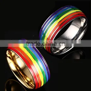 Epoxy Sticker Colorful Fashion Stainless Steel Finger Ring thumbnail-1