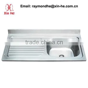 Europe Commercial Kitchen Catering Sink Scullery Basin With Splashback, Portable Stainless Steel Compartment Sink for Restaurant thumbnail-2