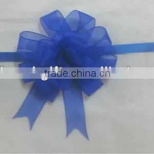 HOT SALE ! Extra Long Blue Mesh Woven Ribbon Butterfly Pull Bow thumbnail-1