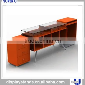 Wood and Glass Cash u Shaped Counter Wooden Cash Counter Table thumbnail-2