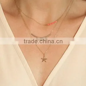 Simple Style Silver Plated Beautiful Jewelry Chain Starfish Pendant Necklace thumbnail-1