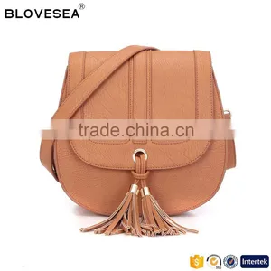 Vintage Style Delicate Tassel and Trendy Saddle Shape With Snap Button Flap Top Crossbody Bag thumbnail-1