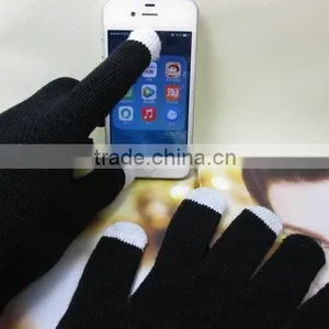 Different Material Acryllic 3 Fingers Knitted Touch Gloves thumbnail-4