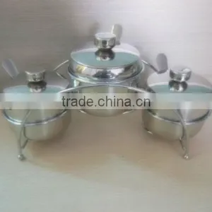 Stainless Steel S/S Sugar Bowl/salt Bowl/ With Spoon thumbnail-1