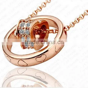 Womens 2016 YIWU IN STOCK Fashion Silver Plated Girlfriend Jewelry Charm Heart Crystal Pendant Chain Necklace Quality Choice thumbnail-5