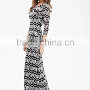 Floral and Chevron Lace New Fashion Woman Dress Maxi Long Dress thumbnail-3