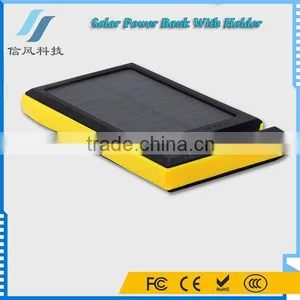 Yellow 5000mAh Dual USB Charger Power Bank Solar Charger With Holder thumbnail-4