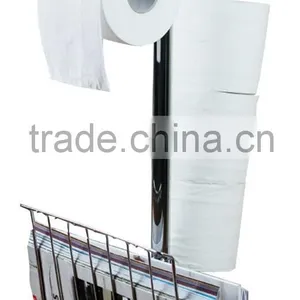 Toilet Paper Dispenser Stand With Magazine Rack, Chrome Plated thumbnail-2