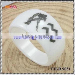 Fashion Aquarius Laser White Ceramic Finger Ring for Men thumbnail-1