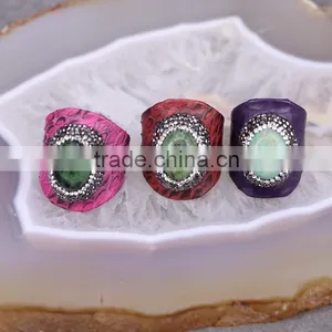 Fashion Agate Druzy Stone Ring, Tiger Eye, Amazon Gemstones Snakeskin Rings, Charm Jewelry Finger Druzy Rings thumbnail-3