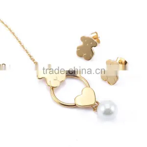 Chile Hot Selling High Quality Factory Price 18k Gold Plated Bear Design Charming Jewelry Set thumbnail-1