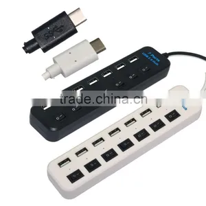 Factory Direct Supply! Hot Sales!Type C 7 Port USB 2.0 Hub Adapter With Individual Power Switches thumbnail-1