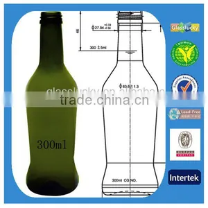 Glasslucky Dark Green 300ml Glass Red Wine Bottles for Sale thumbnail-1