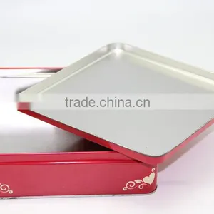Wedding Gift Red Square Tin Box With Heart-Shaped Logo , Candy Tin Cans thumbnail-3