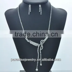 Fashion Clear Rhinestone Aolly Necklace and Earrings Jewelry Set-NE24010 thumbnail-1