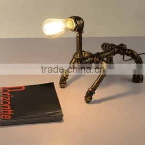 Manufacturer's Premium Wire Pipe Table Lamp Industrial Rusty Dog Desk Lamp Water Pipe Metal Decoration Table Light thumbnail-4