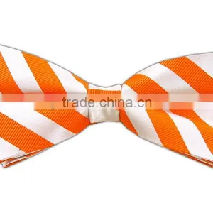 Twill White Stripe - Tangerine Bow Ties Red and White Stripe Bow Tie thumbnail-1