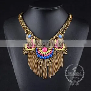 High Quality Colorful Beads Chunky Statement Necklace Tin Alloy Fashion Women Pendant Necklace 6390160 thumbnail-1