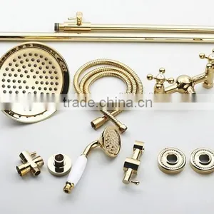 Luxury High Quality Brass Gold Finishing Bathroom Rain Shower Set thumbnail-6