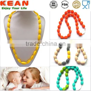 Mami Use Silicone Bead Necklace Silicone Teething Necklace Quartz Pink Blue Green thumbnail-1