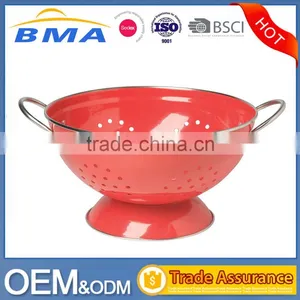Round Metal Self Draining Pasta Bowl Kitchen Food Washing Strainer Vegetable Conlander thumbnail-1