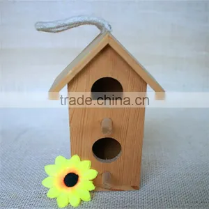 Houseshaped Bird Nest Wood Bird Nest Wood Swallow Bird Nest for Double Round Wood Window thumbnail-1