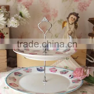 Ceramic 2 Tier Double Layer Porcelain Cake Stand thumbnail-1