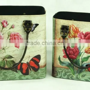 Fancy Handbag Betterfly Print Magazine Rack, Art Leather With Handles thumbnail-1