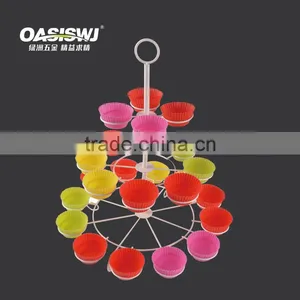 Colorful 3-tier Wire Metal Iron Rack With the Silicone Cup- Cupcake Stand/holder-silicone Cake Mould thumbnail-1