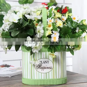 Oval Colour Painted Metal Flower Planter With Handles thumbnail-3