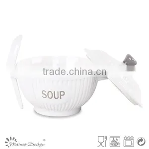 HG3-197 Ceramic Stoneware Soup Bowl With Cover and Spoon thumbnail-2
