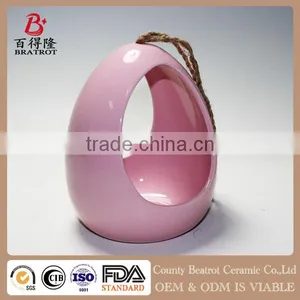 Hanging Garden Decoration Pink Ceramic Bird House thumbnail-2