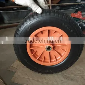 3.50-8 Red Plastic Rim Rubber Wheel for Wheelbarrow thumbnail-2