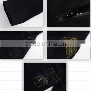 Men's 65% Polyester 35% Cotton With Logo Patch Zipper Collar and Pocket Military Polar Fleece Jacket thumbnail-6