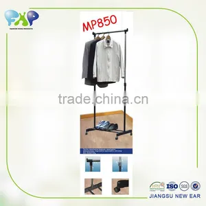 Stainless Steel Single-pole Mobile Standing Lift Laundry Drying Rack With Shoes Shelf thumbnail-1