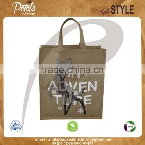 PP Laminated Jute Tote Bag With Canvas Pocket & With Jute Handle thumbnail-1