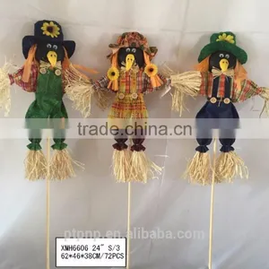 Straw and Fabric Scarecrow for Autumn and Harvest Decoration thumbnail-2