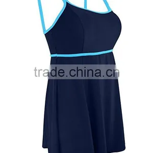 Backless Swimsuit Wholesale Women Ladies Bandeau Color Contrast Swimdress One Piece Bathing Suit High Waisted Swimsuit thumbnail-3
