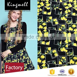 Custom Yellow Lemon Digital Printed Cotton Linen Textile Fabric for Dresses thumbnail-1