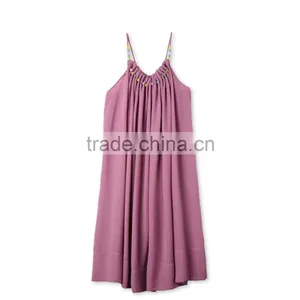 Latest Childern Lilac Gathered Neckline Colorful Beads Kids Beautiful Model Frock Neck Design Dresses HSd5107 thumbnail-6