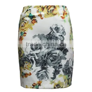 Summer/casual Wear Flower Print Tight Fit Hot Tub Skirt for Women thumbnail-3