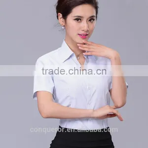 New Design Classic Fit Short Flared Sleeve Cotton Shirt for Ladies thumbnail-1