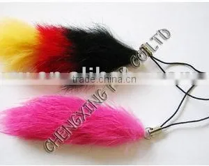 CX-P-01 Lovely Desgin Genuine Rabbit Fur Mobile Promotion Keychain thumbnail-1