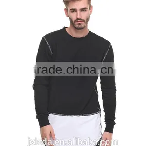 Fields French Terry Fabric Rounded Neck Hem Printed Trim Drop Tee Color Block t Shiet for Men thumbnail-2