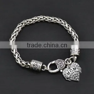 2016 Twist Chain Bracelet Custom MOM Heart Charm Bracelet Fashion Style Clasp Bracelet for Mother's Day thumbnail-1