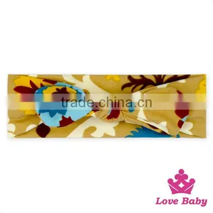 Korean Fancy OEM Service Lovely Style Knitted Pattern Printed Bow Custom Cotton Newborn Baby Headband Accessories thumbnail-2