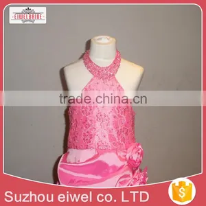 Sleeveless Pink Halter Flower Girl Dress for 9 Years Girl thumbnail-3