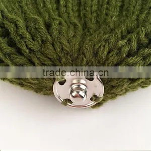 Myfur Classical Raccoon Fur Attached Pom Pom Beanie Adult Khaki Green Winter Cap thumbnail-5